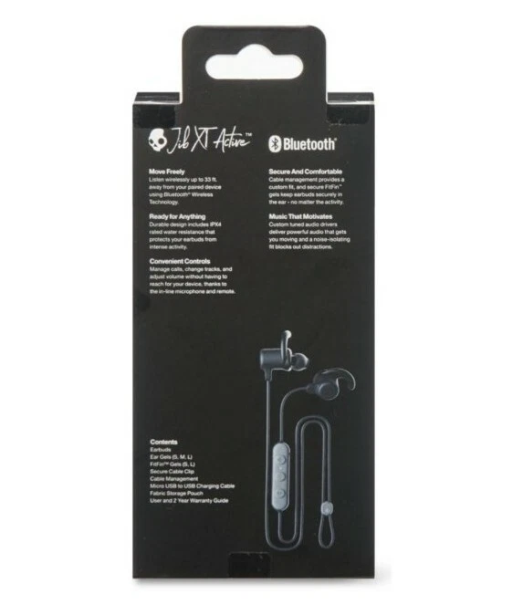 Skullcandy Jib XT Active Wireless Sport In-Ear Headphones BLACK NEW SEALED BOX - Image 4 of 4