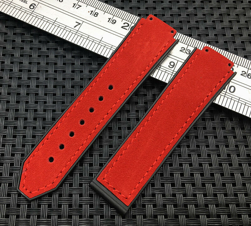 21*18*15mm Horse Leather Rubber Warch Band Strap For Hublot Female Red Orange eBay