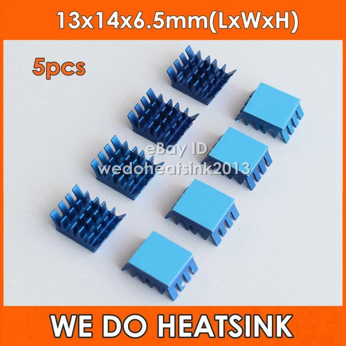 5pcs Spiky Blue Aluminum  IC Chip Ram Heatsink With Thermal Doule Sided Tape