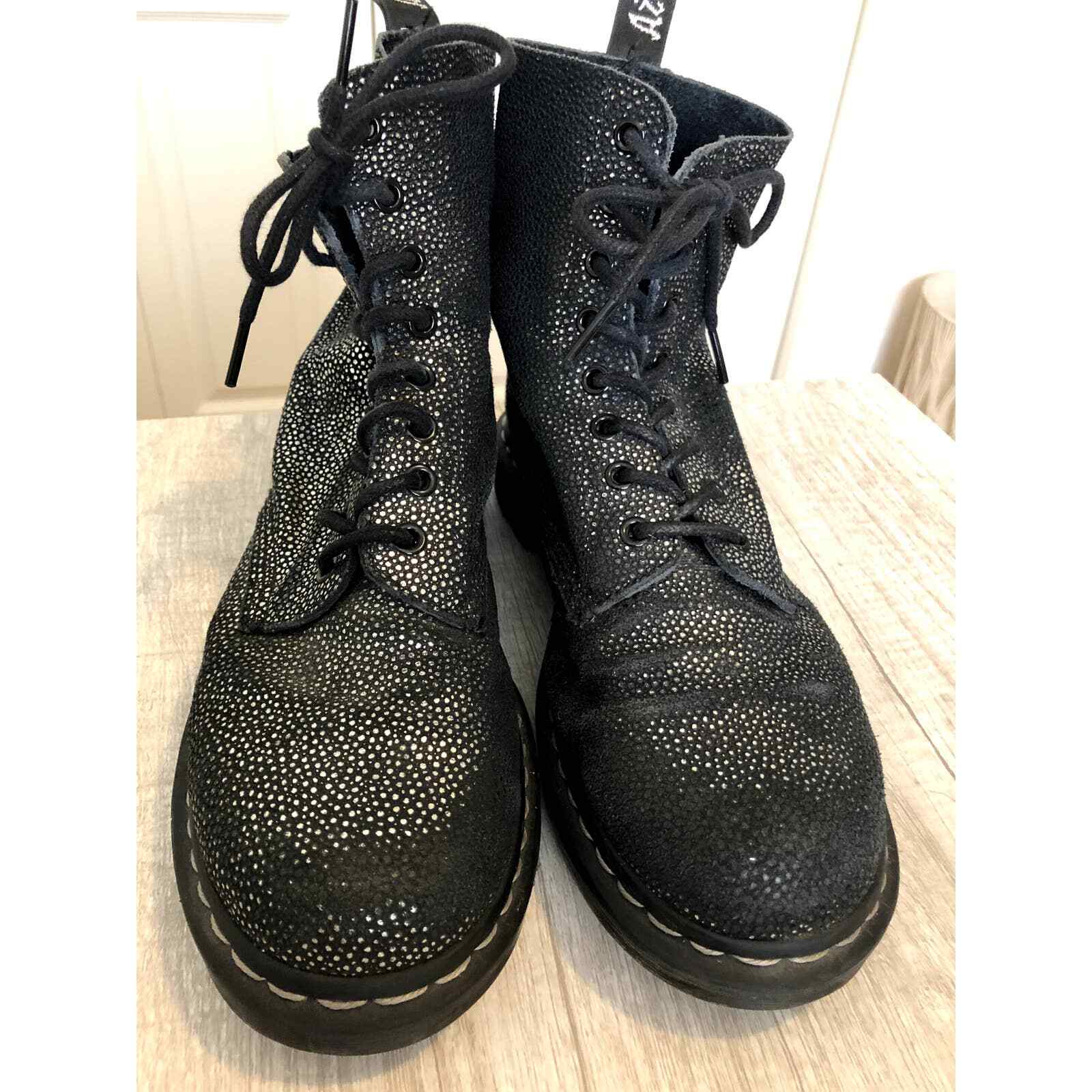 Doc Martens Original Boots Sparkly Black Size 9 eBay
