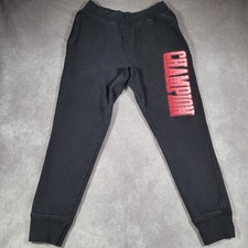 Vintage Champion Sweatpants Mens Large Black Reverse Weave Joggers Chenille Logo