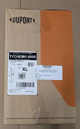 New Case 6 pcs Dupont Tychem 6000 Gray Coveralls Size XL PN: TF169TGYXL000600 - product listing photo