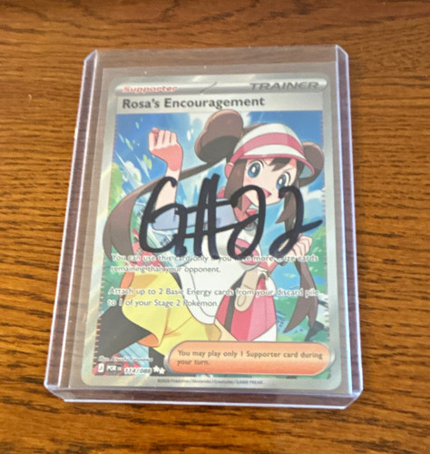 Pokemon TCG Rosa's Encouragement 204/236 Cosmic Eclipse Full Art Holo Auto