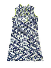 Vince Camuto Blue White Paisley Contrast Piping Dress Size 8
