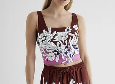 Express Floral Crop Sleeveless Top