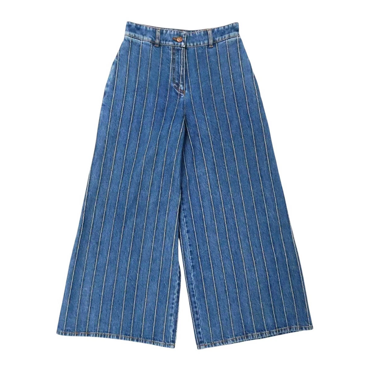 Chanel — CHANEL COCO Mark denim pants Women blue [Excellent Condition]【A】