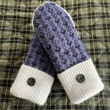 Wool Upcycled Sweater Mittens Fleece Lined Free Shipping
