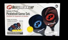 Pickleball 4 Player Set Paddles Balls Outdoor Game Kit New Open Box Deluxe Set