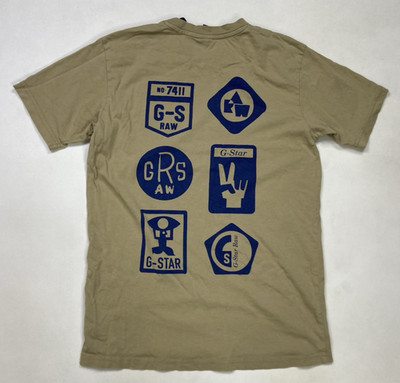 G-Star Raw Multi Shield Graphic T-shirt Men XS Beige Short Sleeve