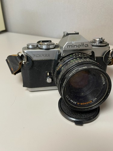 Minolta XD11 35mm film SLR Camera Silver With 50mm/f1.7 Lens *Used Untested*