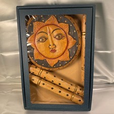 Vintage Hand Carved Wooden Sun Face Stool Hawaii Souvenir Retro Decor