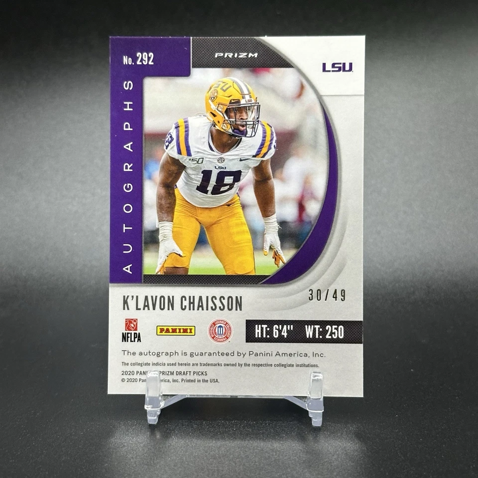 2020 Prizm Draft Picks Rookies  /49 K’lavon Chaisson #292 Rookie Mojo Auto RC - Image 2 of 2