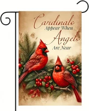 Winter Cardinal Garden Flag for outside Christmas Garden Flag 12X18 Double Sided