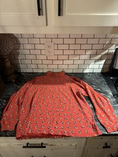 Vtg Mickey  Co Red Turtleneck Mickey Mouse All Over Print Cotton Top Large 