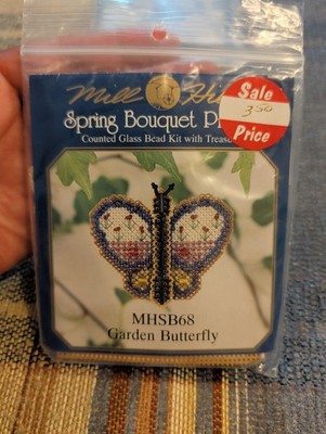 New 2001 Kit Mill Hill Glass Counted Bead MHSB68 Spring Garden Butterfly 