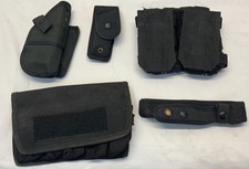Black Nylon Molle Vest Pouch Kit With 5 Pouches Ammo Baton Taser Set 4 Grade B