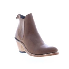 Jama Old West 18156 Womens Brown Leather Slip On Cowboy Western Boots