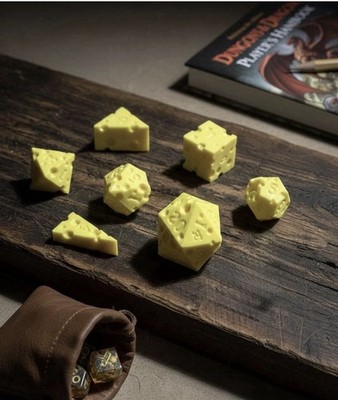 Cheese 7pc Polyhedral Dice Set | DND Dice | D&D Poly Dice Dungeons and Dragons