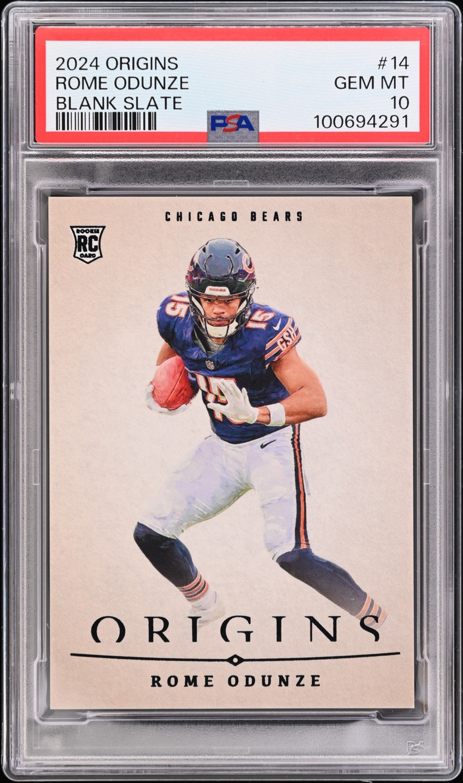 2024 Panini Origins Blank Slate Rome Odunze Rookie SSP Bears RC PSA 10