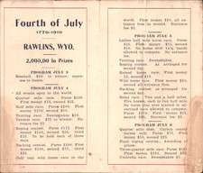 1910 RAWLINS WYOMING FOURTH OF JULY antique program BASEBALL RODEO HORSE RACING