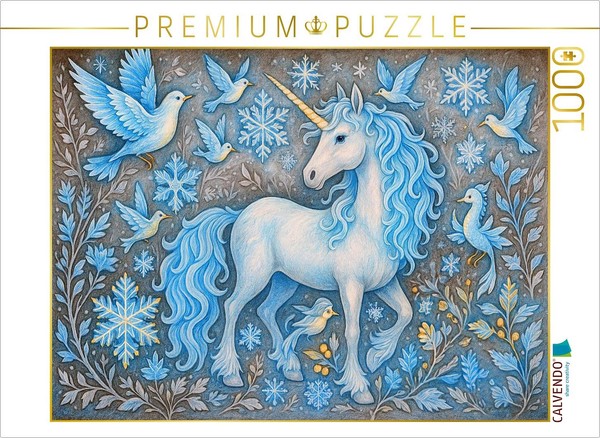 Calvendo Puzzle Snow Unicorn And Ice Crystal Birds | 1000 Pieces, Finished Size-image