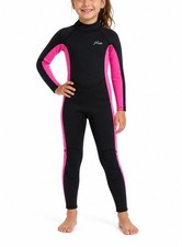 Hento Kids Full-Body Wetsuit Size 6 Black Pink Neoprene Material Long Sleeve B
