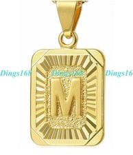 Men Women's 18K Gold Filled Alphabet Letter "M" Initial Pendant  Necklace Chain