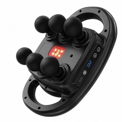  6-Head Massage Gun Percussion w/ Heat Cordless Type-C 35dB Black