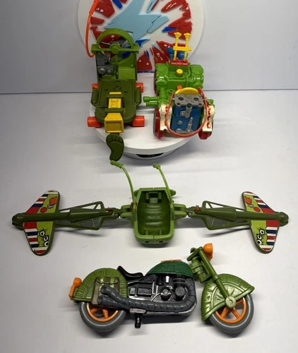 TMNT PLAYMATES 1990 LOT OF 4 VEHICLES MIRAGE STUDIOS VINTAGE TURTLE SET