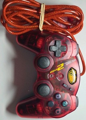 Mad Catz Dual Force 2 Pro Playstation Game Controller PS2 Clear Red Micro Con