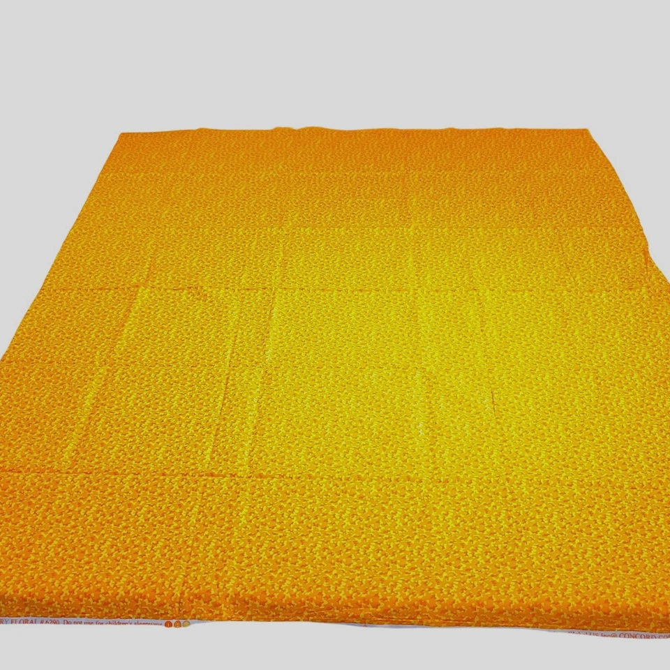 Cotton Fabric Orange Yellow Abstract Floral Print Springs Country 34” x 43”  - Image 4 of 4