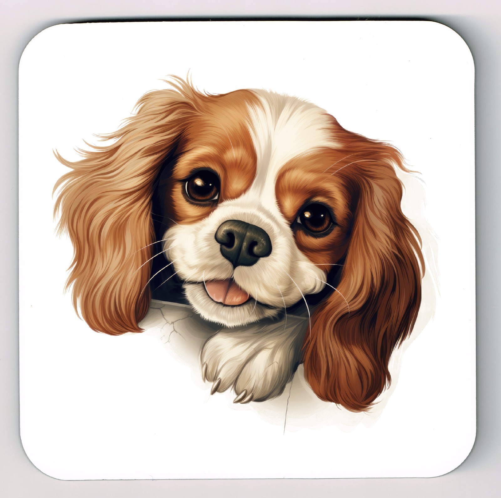 Peeking Peeping Cavalier King Charles Spaniel Coaster,