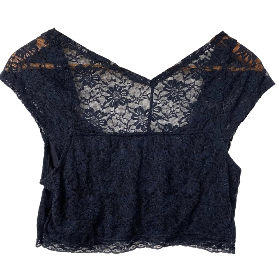 Top corto de encaje Bongo Whimigoth Fairy años 90 Y2K negro talla L nuevo con etiquetas Foto 2 de 4