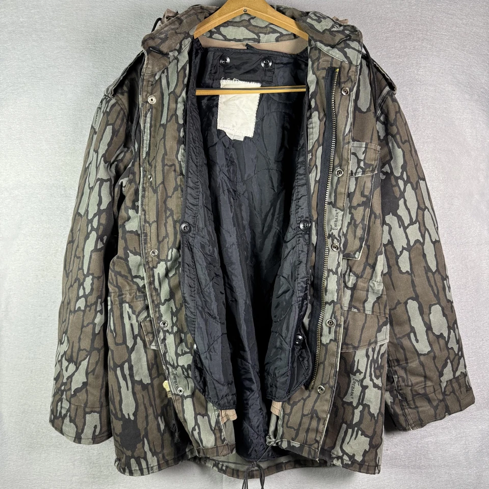 Vintage Winchester Jacket Mens Large Trebark Camo Hooded Parka Lined Hunting 90s - Image 4 of 4