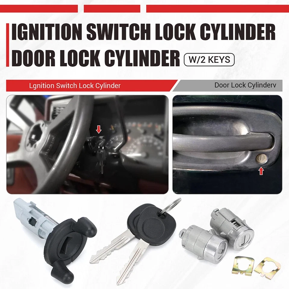 Chave de ignição cilindro com 2 chaves trava de porta para 1999 Chevrolet Silverado 1500 - Imagem 3 de 4