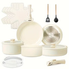 Ceramic Nonstick 17pcs Kitchen Pots And Pans Set Cookware Sets, Removable Handle