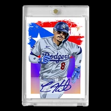 Enrique Kike Hernández #8 2024 Baseball Facsimile Auto Cartoon Art Style Card!