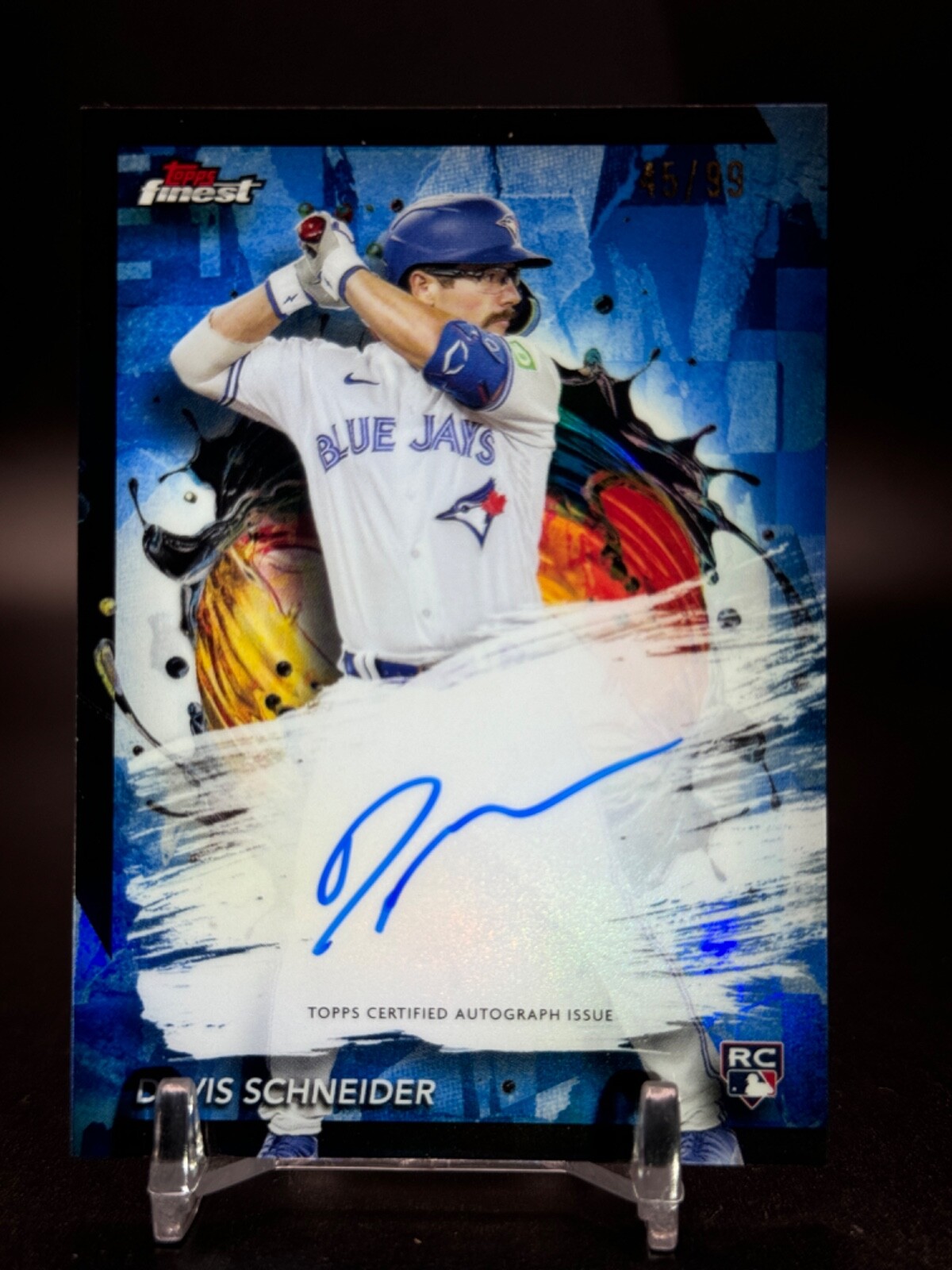 2024 Topps Finest Davis Schneider Blue Refractor Rookie Auto /99 Blue Jays RC