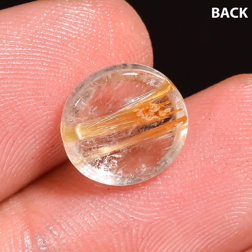 Natural Golden Rutilated Quartz Cabochon Loose Gemstone 4 Ct 10X10X4 MM - Picture 4 of 4