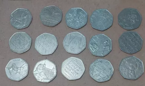 15x 50p Coins Job Lot All different-COLLECTABLE-CIRCULATED