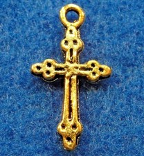 20Pcs. Tibetan Antique Gold CROSS Charms / Earring Drops Jewelry Findings CR123
