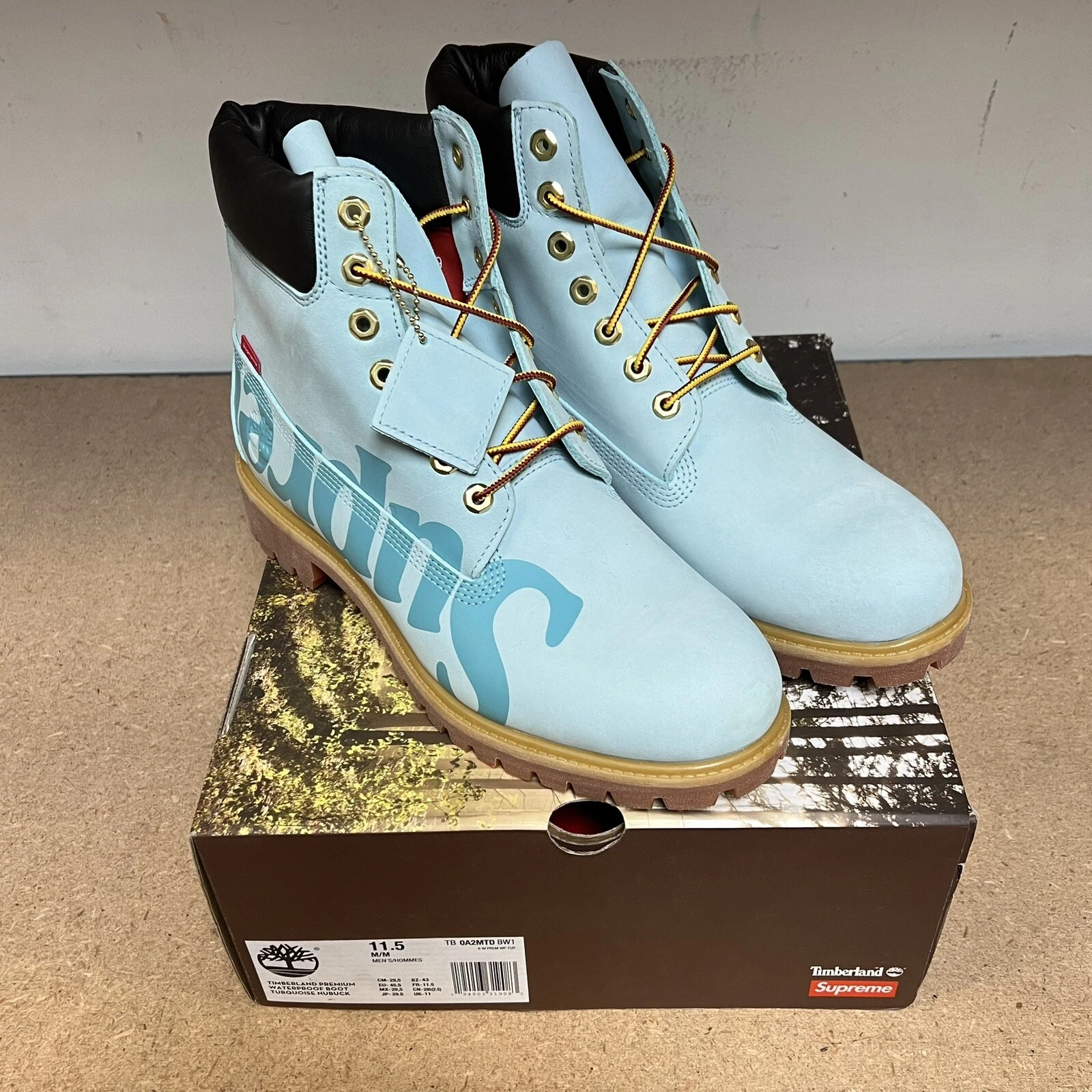 Bottes imperméables FW20 Supreme Timberland Premium turquoise nubuck taille 11,5 2020