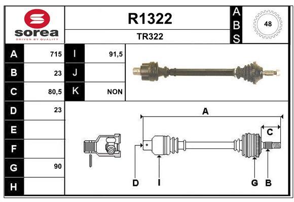 Arbre de transmission SNRA R1322 pour voyager serein en Espace II