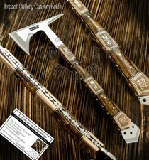 IMPACT CUTLERY RARE CUSTOM D2 FULL TANG  ART TOMAHAWK AXE HATCHET KNIFE 