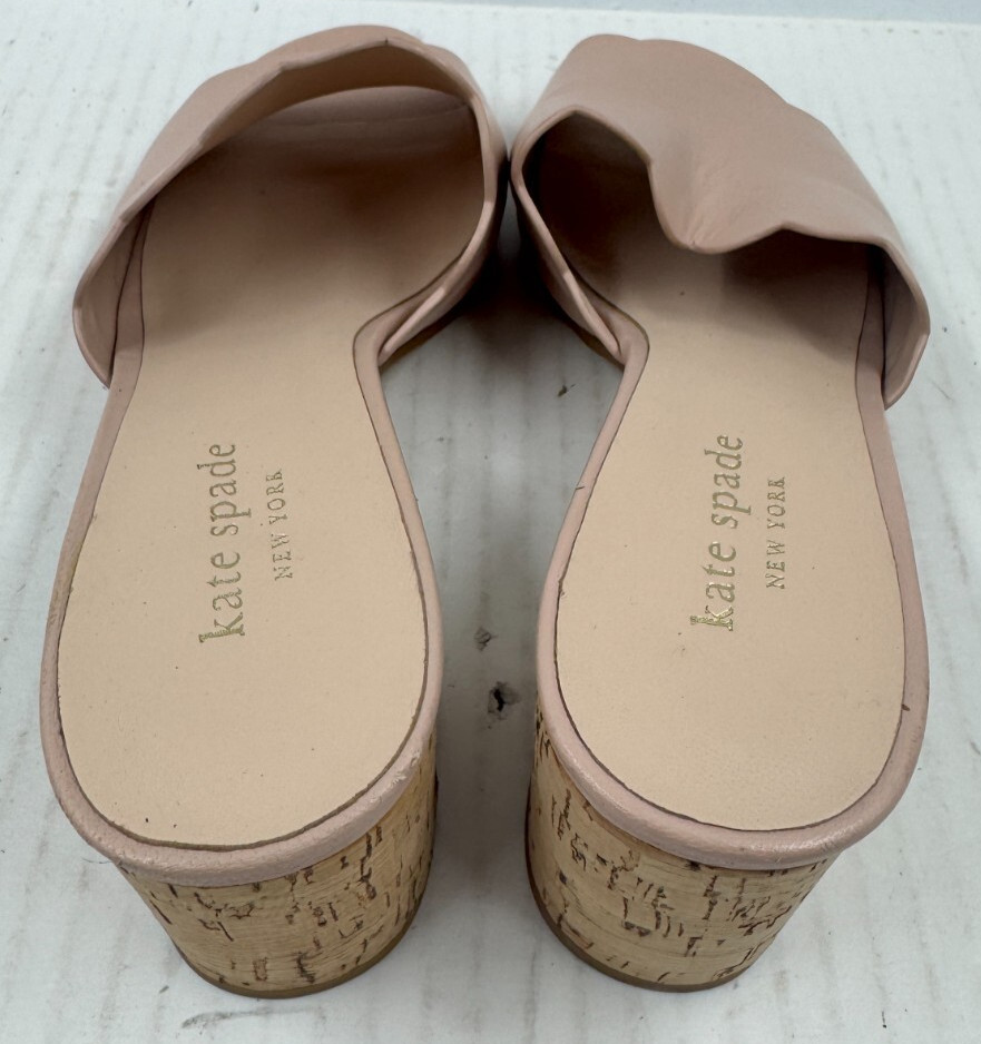 Kate Spade Warren Scalloped  Sandals Women's  Size 9.5 Pink Leather Slip On Shoe thumbnail 6