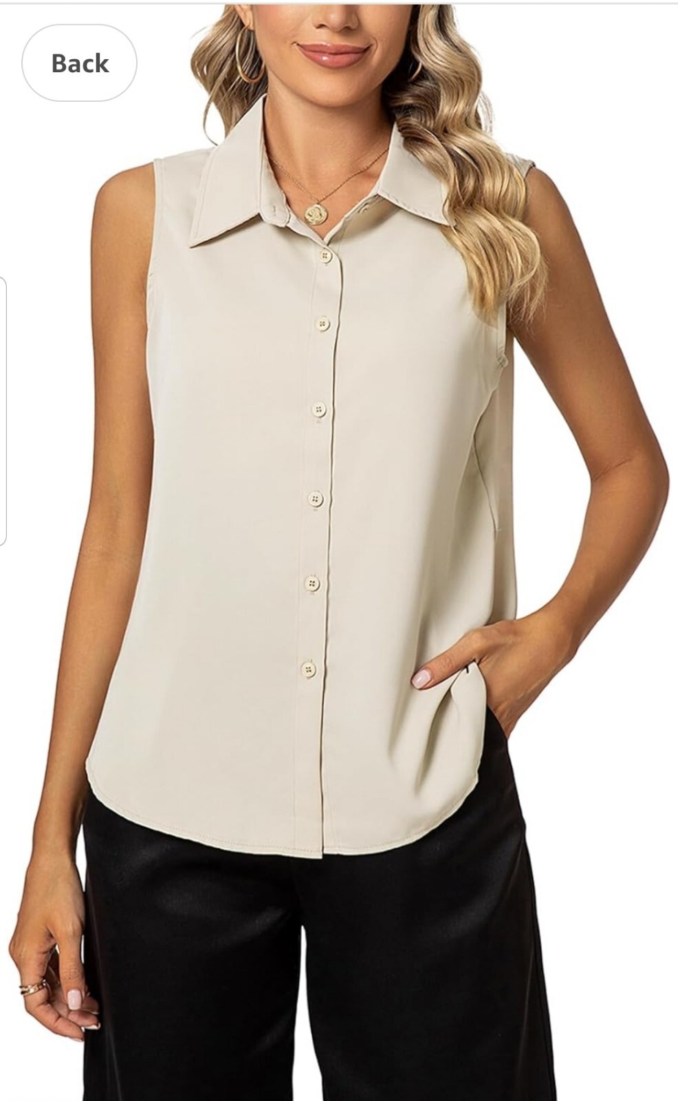 Women's Sleeveless Collared Button Down Blouse for Office Work
