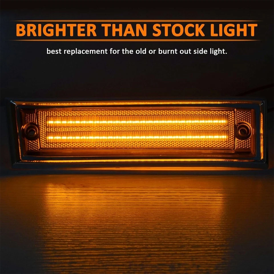 LED amber Side Marker Lights for 1981-1991 Chevy/GMC C/K 1500 2500 C10 C20 - Image 4 of 4