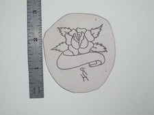 vtg 1960s 70s Tattoo Flash acetate stencil Rose and Banner signed RS4
