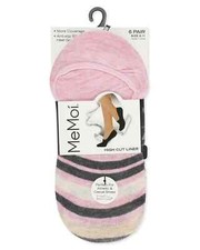 NEW Womens 6 Pair MeMoi Hight Cut Liner Socks Multicolor Sz 9-11 Shoe Size 4-10