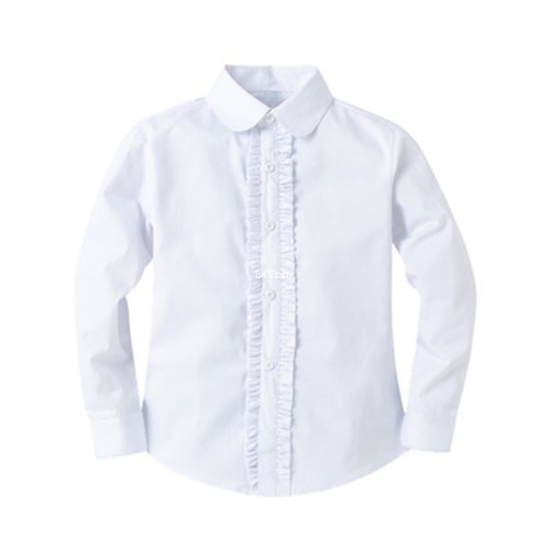 Bienzoe Girls School Uniform Long Sleeve Shirt Button Up Ruffle Dress Blouse